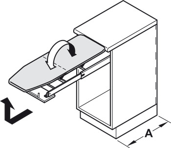 Tabla de planchar, Ironfix, montaje detrás del frente del cajón
