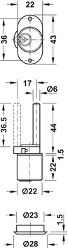 cerradura giratoria para sistema central de cierre,Con cilindro de pitones, Recorrido 17 mm, Perfil estándar