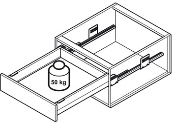 Juego de bandeja extraíble interior,Häfele Matrix Box P50, Con elevación de lateral, Altura del lateral de cajón 92 mm, Capacidad de carga 50 kg