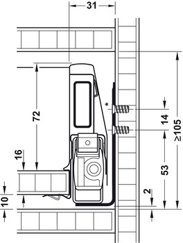 Juego de cajón interior,Häfele Matrix Box P50, Altura del lateral de cajón 92 mm, Capacidad de carga 50 kg