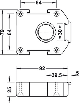 Placa de fijación,Para sistema de zócalo Häfele AXILO™ 78