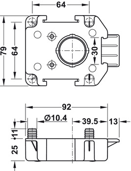 Placa de fijación,Para sistema de zócalo Häfele AXILO™ 78