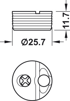 Caja del conector, Häfele Tofix, para perforación Ø 5 mm
