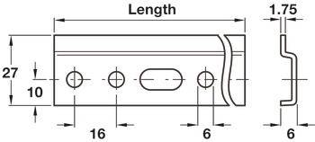 Carril de suspensión, de acero, longitud 2032 mm