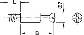 Perno de conexión, Häfele Minifix<sup>®</sup> S100, para perforación Ø 5 mm, con rosca especial
