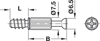 Perno de conexión, S200, holgura reducida, sistema Minifix<sup>®</sup>, para perforación Ø: 5 mm