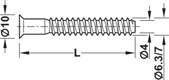 Conector de una sola pieza, Häfele Confirmat, cabeza avellanada, para perforación Ø 5 mm, SW4