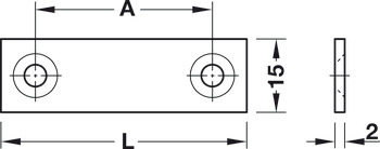 Placa de conexión, Acero, con 2 perforaciones para tornillos