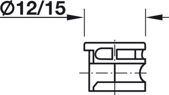 Caja del conector, Häfele Minifix<sup>®</sup> 15, aleación de zinc, sin borde de cobertura