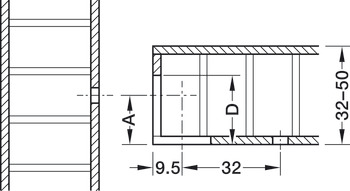 Caja del conector, Häfele Rafix 20 HC, para grosor de panel: 32-50 mm