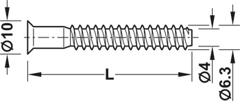 Conector de una sola pieza, Häfele Confirmat, cabeza avellanada, para perforación Ø 5 mm, SW4