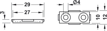 Elemento básico, rectangular, para insertos de deslizamiento 32 x 15 mm