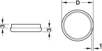 Deslizador de plástico, redondo, con efecto tope, para presionar, para elementos para la base Ø 20-50 mm