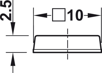 Amortiguador de tope, DB100, autoadhesivo, angular, 10 x 10 mm, altura 2.5 mm