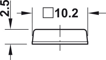 Amortiguador de tope, autoadhesivo, angular, 10.2 x10.2 mm, altura 2.5 mm