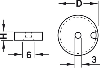 Elemento básico, redondo, para insertos de deslizamiento de diámetro 17-50 mm