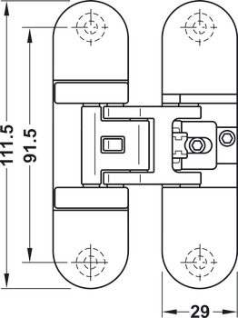 Bisagra, Startec H7, montaje oculto, para puertas interiores sin galce hasta 50/70 kg