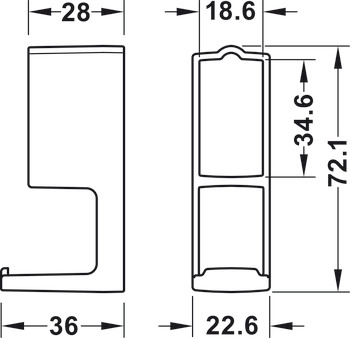 Ganchos de suspensión, para tubo de armario Häfele Dresscode, rectangular