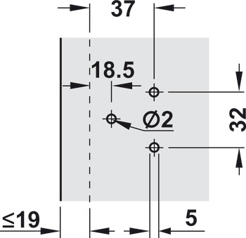 Limitador del ángulo de apertura, 120°, para Häfele Aximat 300