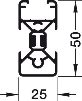Juego, Häfele Versatile, con perfil cerrado por 1 lado, montaje en L con conector angular de diseño