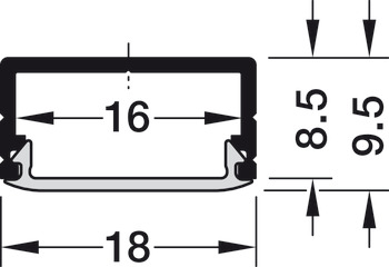 Perfil para montaje bajo estante, Perfil Häfele Loox 2190 para tiras LED de 10 mm
