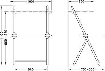 Mesa plegable, Bases para mesas TH411 Flex, regulación en altura mecánica