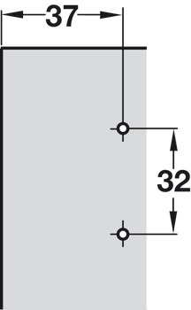 Placa de montaje en cruz, Häfele Metallamat A, ajuste de altura mediante orificio ranurado