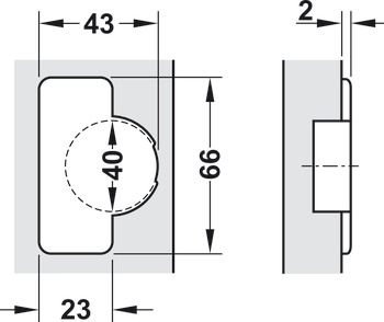 Bisagra de cazoleta, Häfele Duomatic 94°, para puertas de madera de hasta 40 mm, tope de esquina