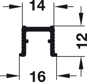 Carril guía sencillo, pretaladrado, 16 x 13 mm (ancho x alto)