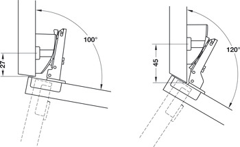 Placa de montaje en ángulo, Häfele Duomatic A, para aplicaciones angulares de +10° a +30°