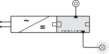 Distribuidor de 6 vías, Häfele Loox5 24 V Box-to-Box con función de conmutación