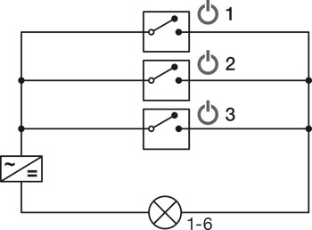 Distribuidor de 6 vías, Häfele Loox5 12 V con función de conmutación