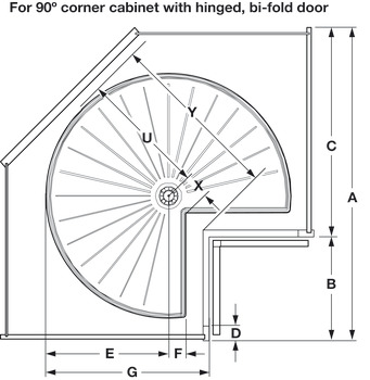 Bandeja giratoria 3/4, para armario inferior 800 x 800 mm