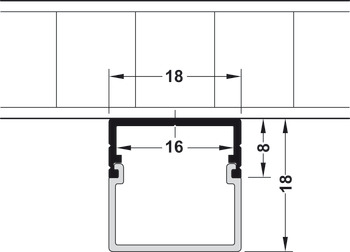 Perfil para montaje bajo estante, Perfil Häfele Loox 2192 para tiras LED de 10 mm