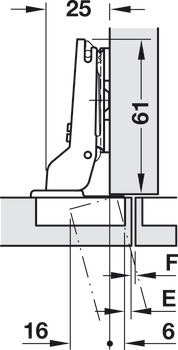 Bisagra de cazoleta, Häfele Metalla 510 A/SM 110°, montaje intermedio/gemelo