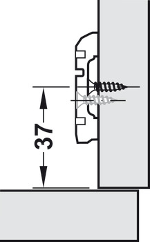 Placa de montaje en cruz, Häfele Metallamat A, ajuste de altura mediante orificio ranurado