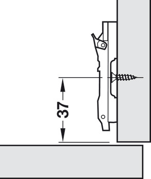 Placa de montaje en cruz, Häfele Duomatic SM, acero, con tornillos para tableros de aglomerado