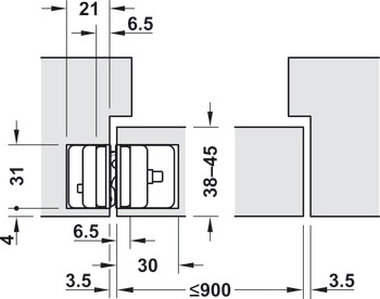 Bisagra, Startec H12, montaje oculto, para puertas interiores sin galce hasta 60/80 kg
