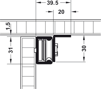Guía de rodillos, para 1 placa de inserción, sincronizada con tirador de cable, para mesas de bastidor