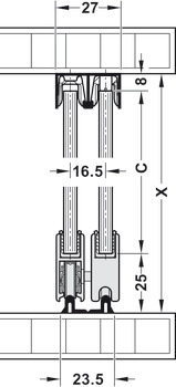 Carril de deslizamiento doble, abajo, para atornillar y para utilizar con Dialock EFL 41