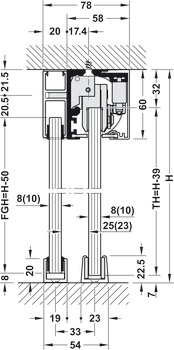 Perfil de elemento fijo/perfil de sujeción del cristal fijo, Para carril de deslizamiento