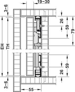 Puertas corredizas giratorias de madera, Juego Hawa Concepta 25/30/40/50