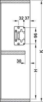 Accesorio plegable, Häfele E-Senso (eléctrico), para puertas de dos piezas con división 2:1