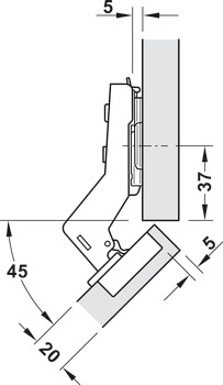 Bisagra de cazoleta, Häfele Metalla 310 A/SM, para puertas de madera
