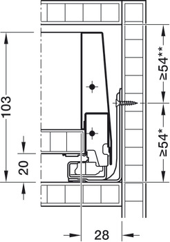Juego de cajón, Blum Merivobox, altura del sistema M, 70 kg de capacidad de carga