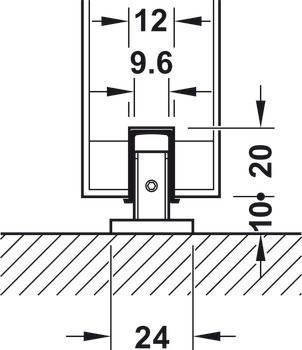 Herraje para puertas corredizas, Häfele Slido D-Line11 120C, juego sin carril de deslizamiento