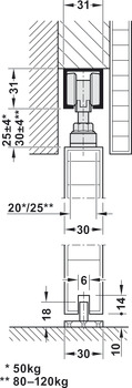 Herraje para puertas corredizas, 50A / 80A / 120A