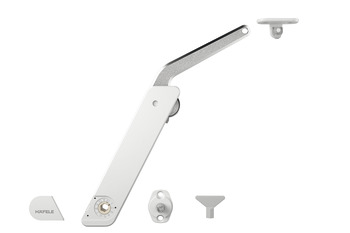 Accesorio plegable, Häfele Free flap H 1.5 - plástico con brazo de soporte metálico, juego de 1 para aplicación por una sola cara