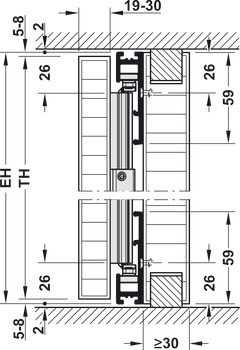 Puertas corredizas giratorias de madera, Juego industrial Hawa Concepta 30